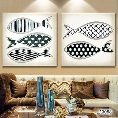 Fish Images Canvas Prints Spray Painting Popular In The Europe Market Minimalist Modern Design