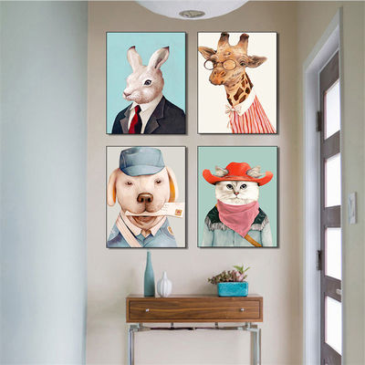 Cute Dogs Canvas Prints Wall Decoration Four Panels Popular Home Decor