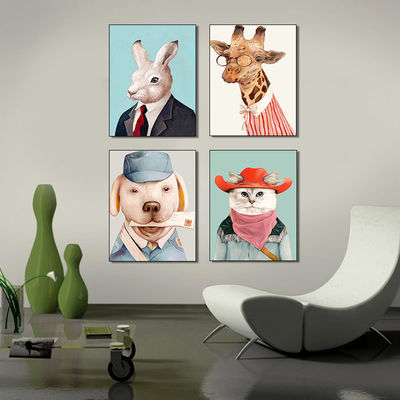 Cute Dogs Canvas Prints Wall Decoration Four Panels Popular Home Decor