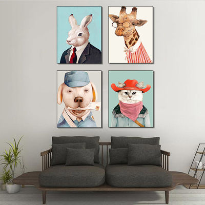 Cute Dogs Canvas Prints Wall Decoration Four Panels Popular Home Decor