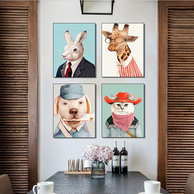 Cute Dogs Canvas Prints Wall Decoration Four Panels Popular Home Decor