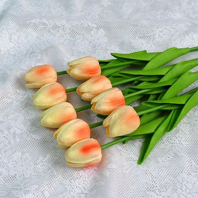 PU Tulip Plastic Flower Soft Decoration Indoor And Outdoor Silk Flowers Colorful design flowers
