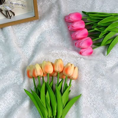 PU Tulip Plastic Flower Soft Decoration Indoor And Outdoor Silk Flowers Colorful design flowers