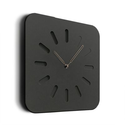 Black Grey Square Wooden Wall Clock For Living Room Or Office