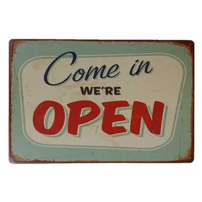 Welcome Tin Sign Door Open Close Metal Signs For Hotel Bar Pub Cafe Garage Wall Or Door Decor 30*20cm