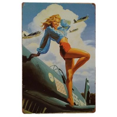 Vintage Sexy Lady Pin Up Girl Painting Tin signs, Metal Plate Art Poster, Wall Sticker Bar Coffee House Cafe Home Decor