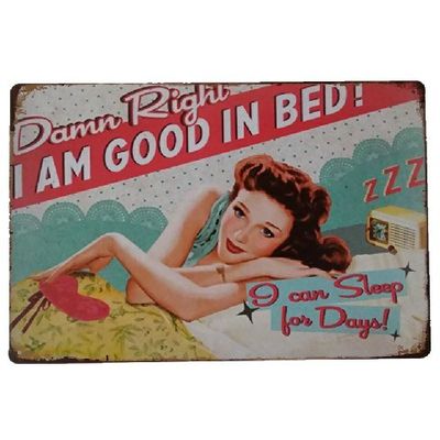 Vintage Sexy Lady Pin Up Girl Painting Tin signs, Metal Plate Art Poster, Wall Sticker Bar Coffee House Cafe Home Decor