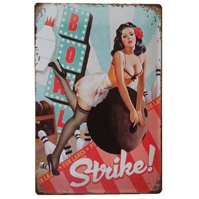 Vintage Sexy Lady Pin Up Girl Painting Tin signs, Metal Plate Art Poster, Wall Sticker Bar Coffee House Cafe Home Decor