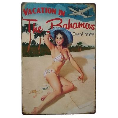 Vintage Sexy Lady Pin Up Girl Painting Tin signs, Metal Plate Art Poster, Wall Sticker Bar Coffee House Cafe Home Decor