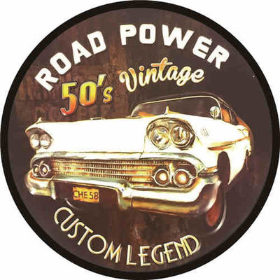 motorcycle Bar Decorative Metal Signs, Wall Art Painting Tin Sign, Round 30cm Tin Poster