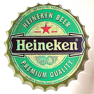 Round Promotional Bottle Top Cap Shape Metal Poster, Tin Beer Sign With 3D