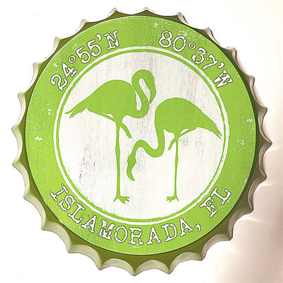 Round Promotional Bottle Top Cap Shape Metal Poster, Tin Beer Sign With 3D