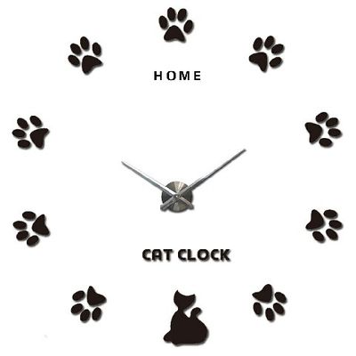 Cute Cat Claw Wall Art Clock 3D Large Vintage Style Wall Clocks