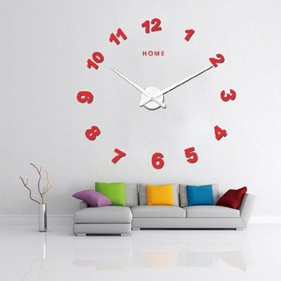 Diy Acrylic Mirror Self-adhensive Stickers House Wall Clocks Modern Big Custom Wall Clocks