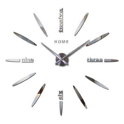 3D Modern DIY Acrylic Mirror House Wall Clocks Self-adhensive Stickers Big Decoration Wall Clock