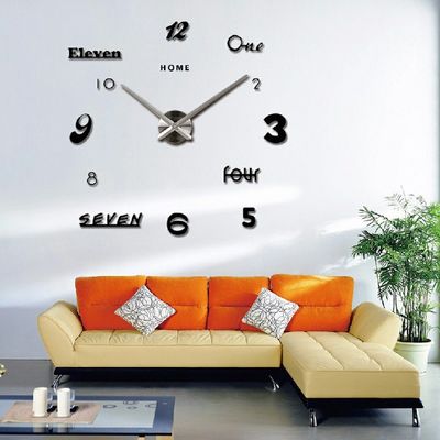 Retro Self-adhensive Sticker Mute Decorative Wall Clocks For Living Room Large Hanging Wall Clock