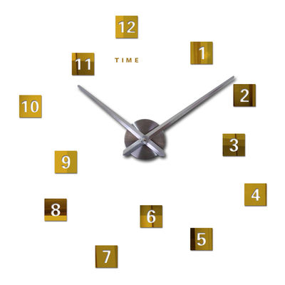 Arabic Digital Modern Square Kitchen Wall Clocks Mirror EVA Wall Sticker Decor Large Vintage Style Wall Clock