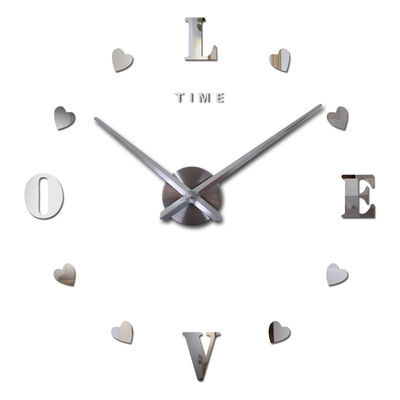 Love Letter Self-adhensive Wall Stickers Unique Modern Wall Clocks Acrylic Mirror Custom Wall Clock