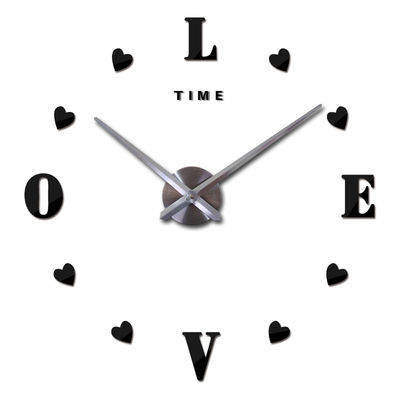 Love Letter Self-adhensive Wall Stickers Unique Modern Wall Clocks Acrylic Mirror Custom Wall Clock