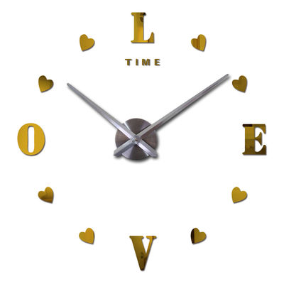 Love Letter Self-adhensive Wall Stickers Unique Modern Wall Clocks Acrylic Mirror Custom Wall Clock