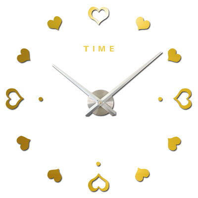 Love Heart Self-adhensive Large Hanging Wall Clocks Modern Unique Wall Clocks Gift Big Mirror Wall Clock