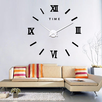 Roman Digital Big Mirror Modern Wall Clok Large Vintage Style Wall Clocks