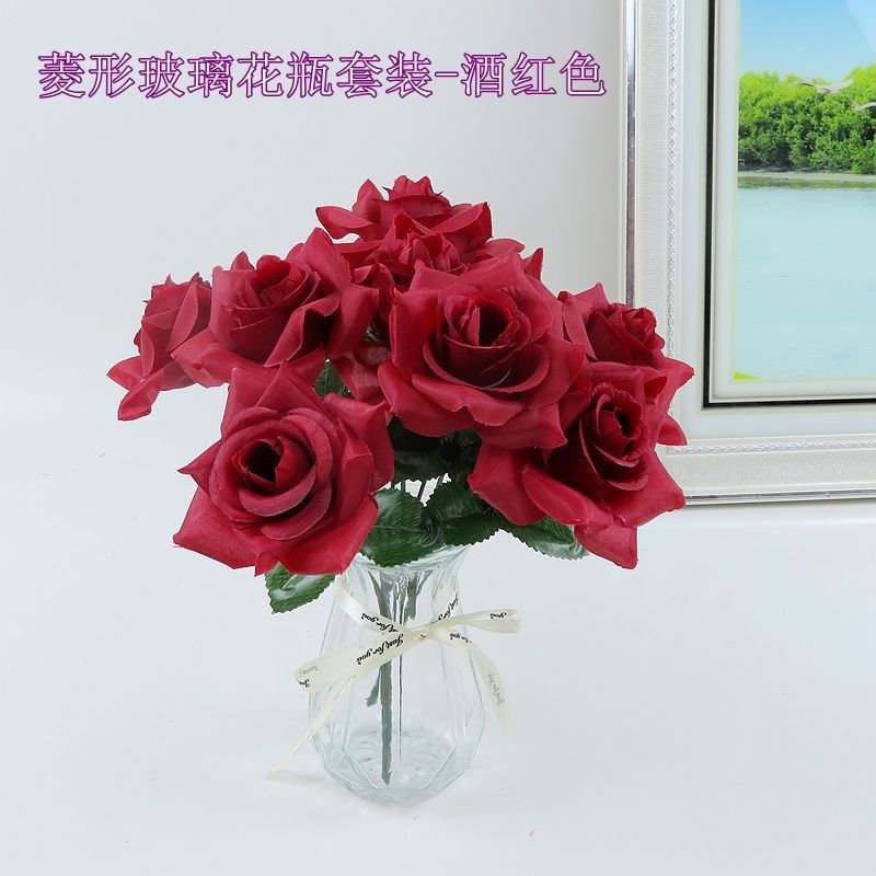 Indoor And Outdoor Decor Flowers Party Decoration Artificial Rose Flowers In Red Color