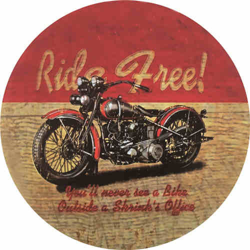 motorcycle Bar Decorative Metal Signs, Wall Art Painting Tin Sign, Round 30cm Tin Poster