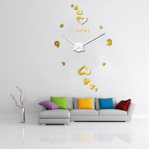 Arabic Digital Heart Romantic Wall Art Clock Home Decor Large 3D Hanging Wall Clock