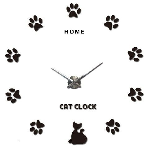 Cute Cat Claw Wall Art Clock 3D Large Vintage Style Wall Clocks
