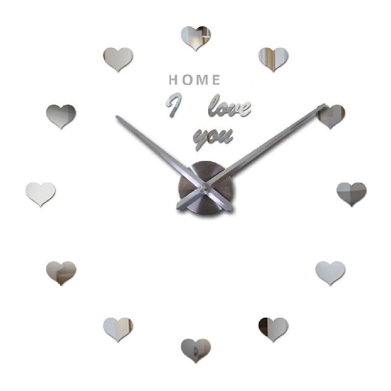 Love Heart Acrylic Quartz Personalized Wall Clocks Home Living Room Modern Unique Wall Clocks