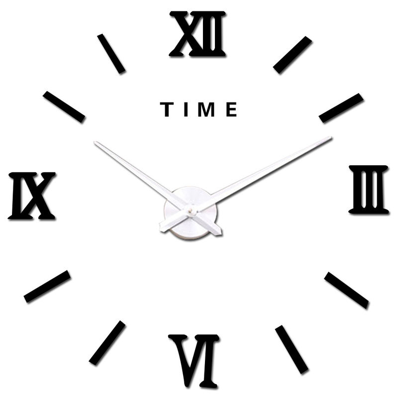 Roman Digital Big Mirror Modern Wall Clok Large Vintage Style Wall Clocks